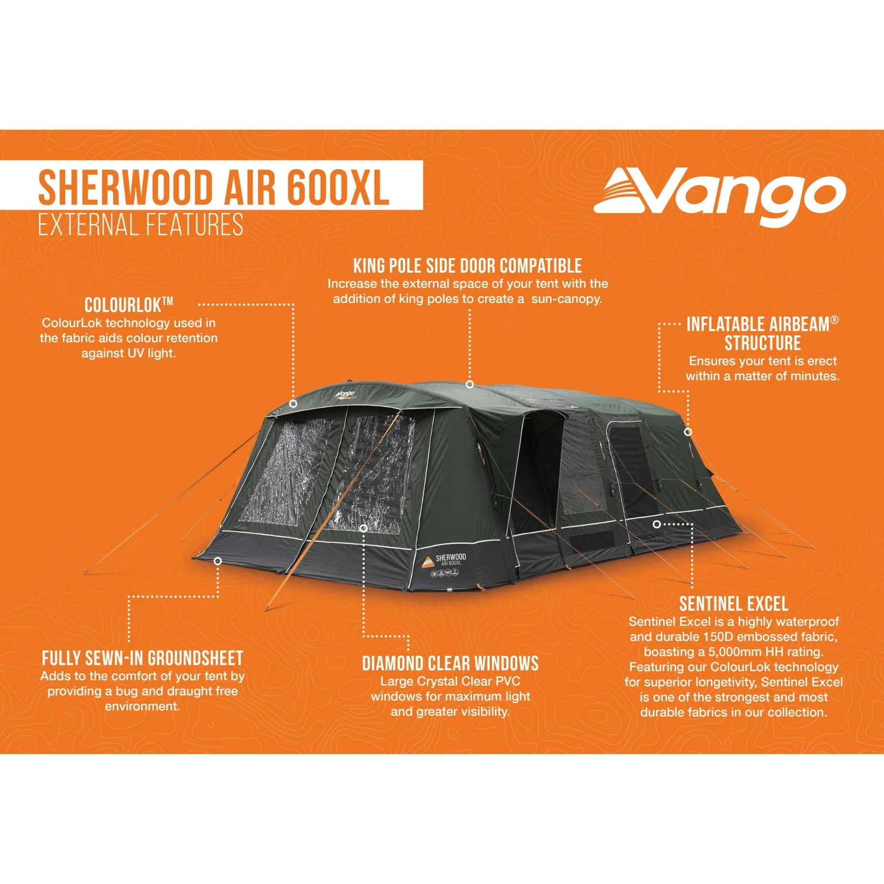 Vango Sherwood Air 600XL AirBeam Tent 2026 (Inc Footprint) - Image 13